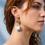 Boucles d'oreilles dormeuses pendantes Positano - blanches