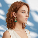 Boucles d'oreilles dormeuses fines pendantes Positano - vertes