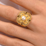 Bague ajustable Positano - nacre grise