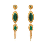 Sun-shaped pierced stud earrings - green