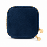 Velvet jewellery pouch - navy blue