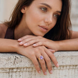 Bague ajustable Traviata – grün und rosa