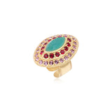 Bague ajustable Traviata – grün und rosa